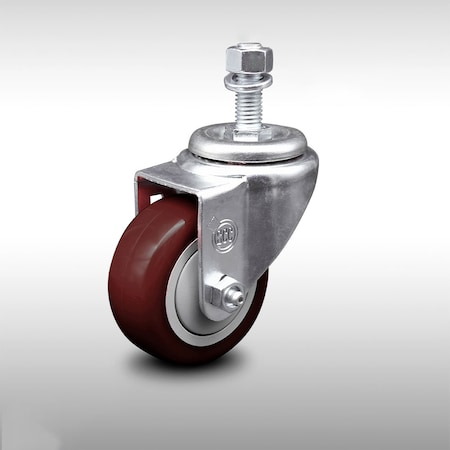 Service Caster 3 Inch SS Maroon Polyurethane Wheel Swivel 1/2 Inch Threaded Stem Caster SCC SCC-SSTS20S314-PPUB-MRN-121315